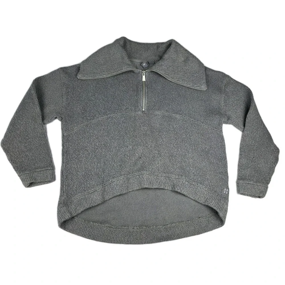 Sweaty Betty London Womens Size 8‎ Restful Boucle Half Zip Sweatshirt Gray